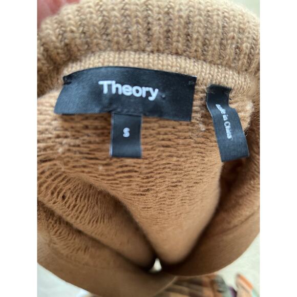 Theory V-Neck Dimensional Polo Wool Cashmere Brown Sweater Women's Size Small - Picture 5 of 7